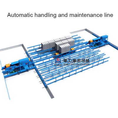 Automatic cement brick handling and curing line